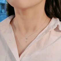 925실버 네모라인 큐빅 목걸이