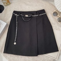 가죽치마 빅사이즈 Yitimoky여성용 스커트 가죽 하이 웨이스트 미니 가을 겨울 비대칭 패션 의류 a라인 캐주얼