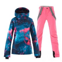 여성용 스키웨어 스키복 방수 보드복 세트 재킷과 턱받이 스트랩 바지