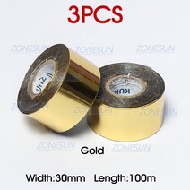 진공포장기ZONESUN 리본 인쇄 기계의 열 30*100m 플라스틱 및 종이 용 날짜 (5 롤/로트), 03 3pcs Gold