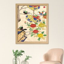 나봄갤러리 화조도 모란 lll 새그림 모란그림 민화, 3.내츄럴 액자