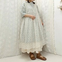 오시라도 러블리 꽃자수 레이스 롱조끼
