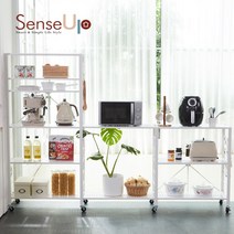 [본사직배송][센스업] NEW 센스업 높이조절 폴딩선반 3단+3단 세트 (블랙/화이트 택1), 블랙, 1세트