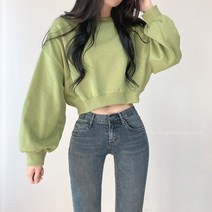 작은방 CRM 베이직 기본 무지 크롭 벌룬핏 숏 맨투맨 12컬러