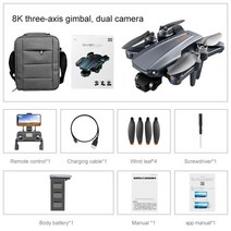 촬영드론RG106PRO-3 축 짐벌 GPS 브러시리스 쿼드콥터 드론 360 ° 장애물 회피 5G 8K 듀얼 카메라 전문, 01 Blue 8K Dual 1B