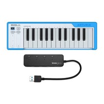 Arturia MicroLab 25키 USB MIDI 키보드 컨트롤러(블루) Knox 4포트 USB 3.0 허브 번들 포함 (2개 제품)
