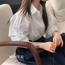 박연진블라우스 구김없는여성셔츠 어깨퍼프블라우스 흰셔츠
