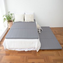 3단 접이식 마약 매트리스 원룸 침대 토퍼 바닥 딱딱한 단단한 수면매트 잠웰, 슈퍼싱글(110x200), 그레이