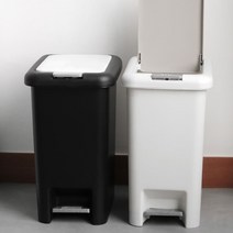 주방 페달 스레기통 원터치 거실 휴지통 투버튼 /8L 블랙