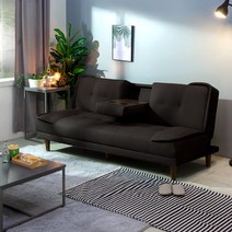 [추가할인] 에보니아 리도 컵홀더 3인용쇼파 패브릭룩 방수가죽쇼파, 패브릭룩방수가죽 다크브라운