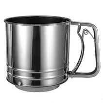 Stainless Steel Flour Sifter With Hand Press Double Layers Sieve Baking Sieve Cup Sifter For Baking, Primary Color-L, 하나