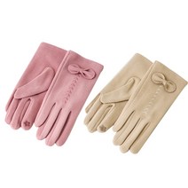 2개세트 세련된 스웨이드 브이스티치 여성 겨울 패션 리본장갑