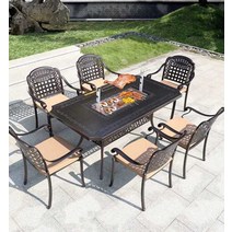 대형 불판테이블 식탁 야외 테라스 6인용 바비큐 탁자, 상세 페이지 참고, D