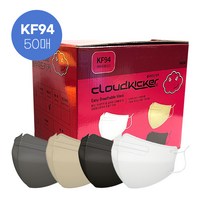 [무료배송]클라우드 키커 새부리형 KF94 마스크 대형 50매 4color, 블랙