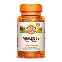 Sundown 비타민 D3 2000 Iu 면역력 뼈 치아 건강 보조* 150 소프트 젤 Non-GMO 글루텐 유당 인공 향료 무첨가, 150정