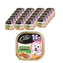 mars 시저 애견 간식 캔 x 24개, 14세이상 닭고기 야채100g