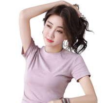 여성용 면 티셔츠 자수 스판 쫄티 뉴타임즈 J436M336