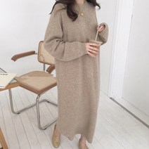 수엠W 수맘 베이직 루즈 라운드 롱 니트 원피스