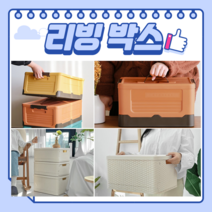 리빙박스 플라스틱 수납정리함 접이식 폴딩박스 수납박스 대용량 소형 중형 대형 덮개 손잡이 바구니 책상 책장 화장대 화장품 옷장 기저귀 장난감 레고 자동차 트렁크 펜트리 캠핑 용, 선택1. 라탄스타일 폴딩박스