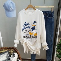 상상그이상 여성용 국내제작 디즈니 정품 도널드 캐릭터 루즈핏 맨투맨