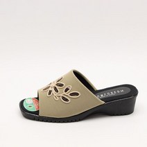 여자 모던 에스닉 플라워 자수 포인트 통굽 슬리퍼