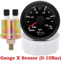 유면계 유량계 2 인치 52mm 7 컬러 LED 오일 압력 게이지 0-10bar/0-150PSI 해양 보트 자동차 트럭 1/8NPT, 07 GaugeXSensor BN