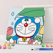 아이러브페인팅 DIY캔버스형 도라에몽 그림그리기 25x25cm 비오는날, 단품
