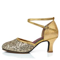 스팽글 보석 큐빅 부드러운 라틴댄스 스윙화 라인댄스신발 구두 탱고화 대회용 댄스스포츠화, 38, ZK83 실버 3.5 cm퍼 구두창