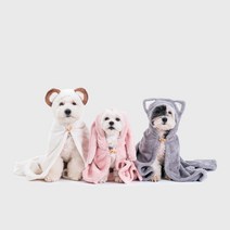 [두잇] 드라이후드 강아지 고양이 목욕 타월, 컬러:아이보리 (곰)