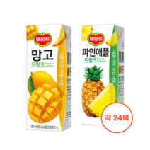 델몬트 파인애플 + 망고 드링크팩 190ml 각24팩, 48개