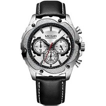 MEGIR Mens 24 Hours Leisure Sports Quartz Watches Chronograph Wristwatch for Man