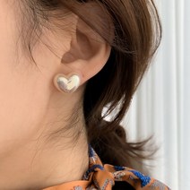 925 통통 오로라 하트 진주 귀걸이 4사이즈 heart aurora pearl earrings 월화수목금토일 박민영 제니 김고은 귀걸이