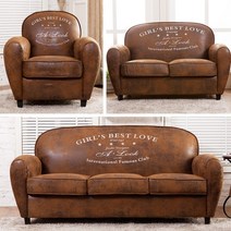 미국 복고풍 싱글 더블 가죽 소파 거실, 트리플, 09.네일프린팅없는브론징벨벳레트로