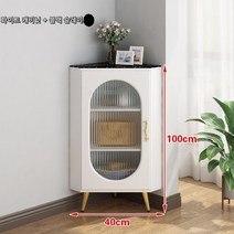북유럽 코너장 삼각코너장 코너 수납장, 모으다, 폭 40 따뜻한 흰색 + 검은 색 바위 팩 설치