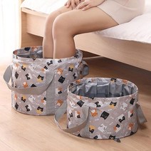 [FOXBEE] 폭스비 접이식 고양이 족욕기/파우치 족욕제 포함/습식 휴대용 가정용 발 온찜질 캠핑용품 세탁조, 중형_그레이