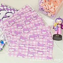 Sanrio-일회용 얼굴 마스크 여성 카와이 시나모롤 만화 귀여운 인쇄 달콤한 소녀 방진 통기성 마스크 뜨거운 2022, aldult, 01 10pcs Kuromi