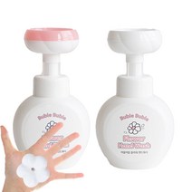 꽃모양 폼 거품 핸드워시 디스펜서 빈용기, 화이트1개+핑크1개