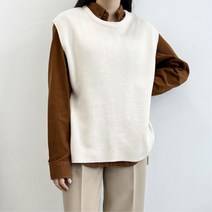 여자 셔츠 남방 레이어드 옆트임 오버핏 니트조끼 6색