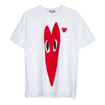 [꼼데가르송] 스트레치 하트 로고 반팔 티셔츠 P1T224 WHITE