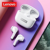 레노버 LP40 프로 이어폰 블루투스 5.0 무선 스포츠 헤드폰 방수 이어버드 마이크 터치 컨트롤 TWS 헤, 01 White, 01 White