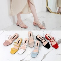 셀러허브 패션 [애슬릿] PVC 스트랩 뮬 슬리퍼 힐 3cm