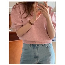 빈센트 여자 봄 브이넥 반팔니트