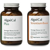 ALGAECAL - 뼈 밀도를 위한 뼈 빌더 팩 비타민 D가 함유된 여성 및 남성을 위한 플러스 및 스트론튬 부스트 식물 기반 칼슘 보충제 /Liposomal, 1-1 Month