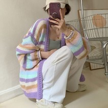 메이킹유 배색가디건 스트라이프 루즈핏 간절기 아우터 A1207체이스가디건