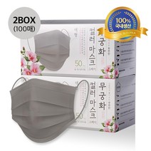 무궁화 컬러 일회용 마스크 대형 그레이 200매, 100매