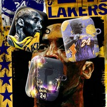 와우박스 주문제작 농구 에어팟 버즈 하드 케이스 LA 레이커스 레전드 코비 브라이언트(Kobe Bryant) 커스텀, 유광 하드케이스, 에어팟 프로