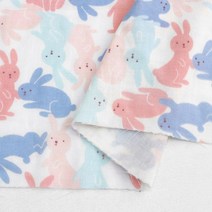 패브릭샵 밤부3중거즈 파스텔래빗