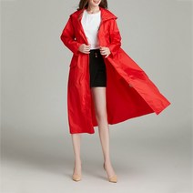 에버유어스 여성 패션 레인코트 롱 후드 트렌치 등산비옷 학생 우비 골프비옷 레드, free