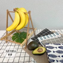 더화사 주방소품 접이식 라탄 대나무 과일 트레이 바구니 바나나걸이 바스켓, 4.체크_베이지블랙, 소