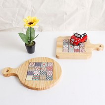 타일 손잡이 냄비 받침 만들기 키트 티코스터 나무 목공 체험 diy 키트 반제품, 손잡이 원형 냄비받침